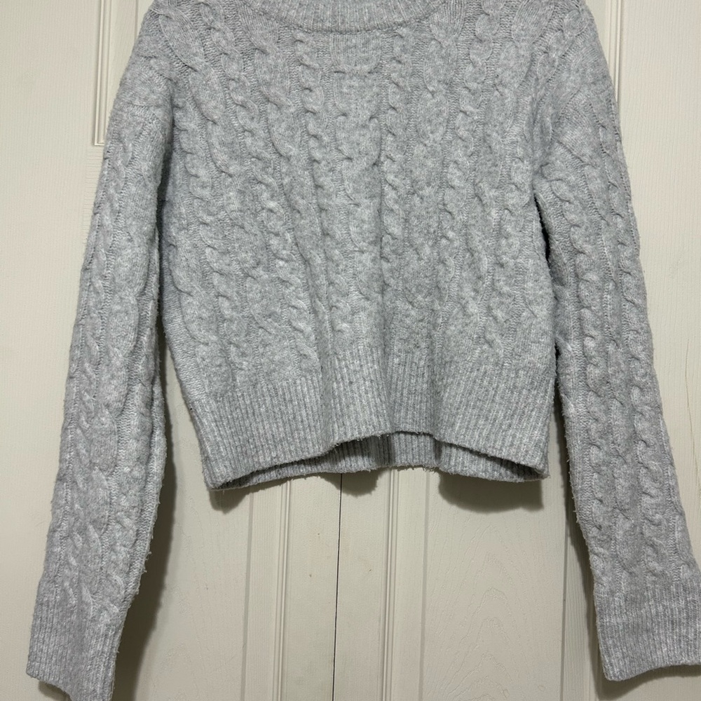 Cozy Gray Cable Knit Sweater